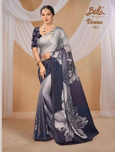 venus by  bela fashion satin print gorgeous look sarees 