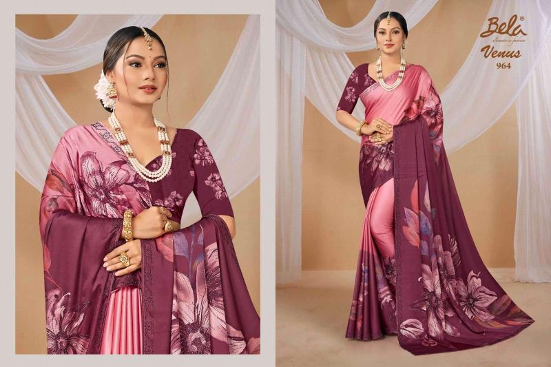 venus by  bela fashion satin print gorgeous look sarees 