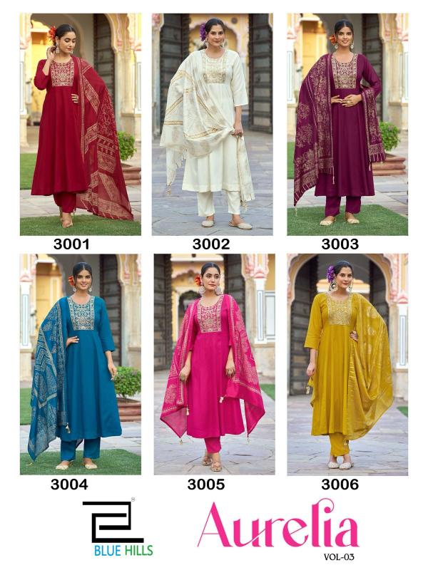aurelia vol 3 by blue hills rayon attractive look readymade plus size suit 