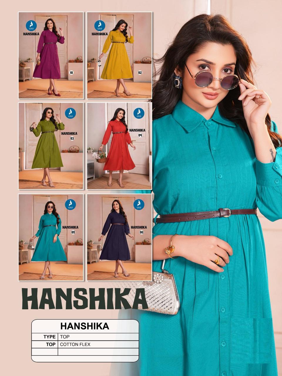 hanshika by kaya hit design full stitch plus size flex cotton long kurti online   