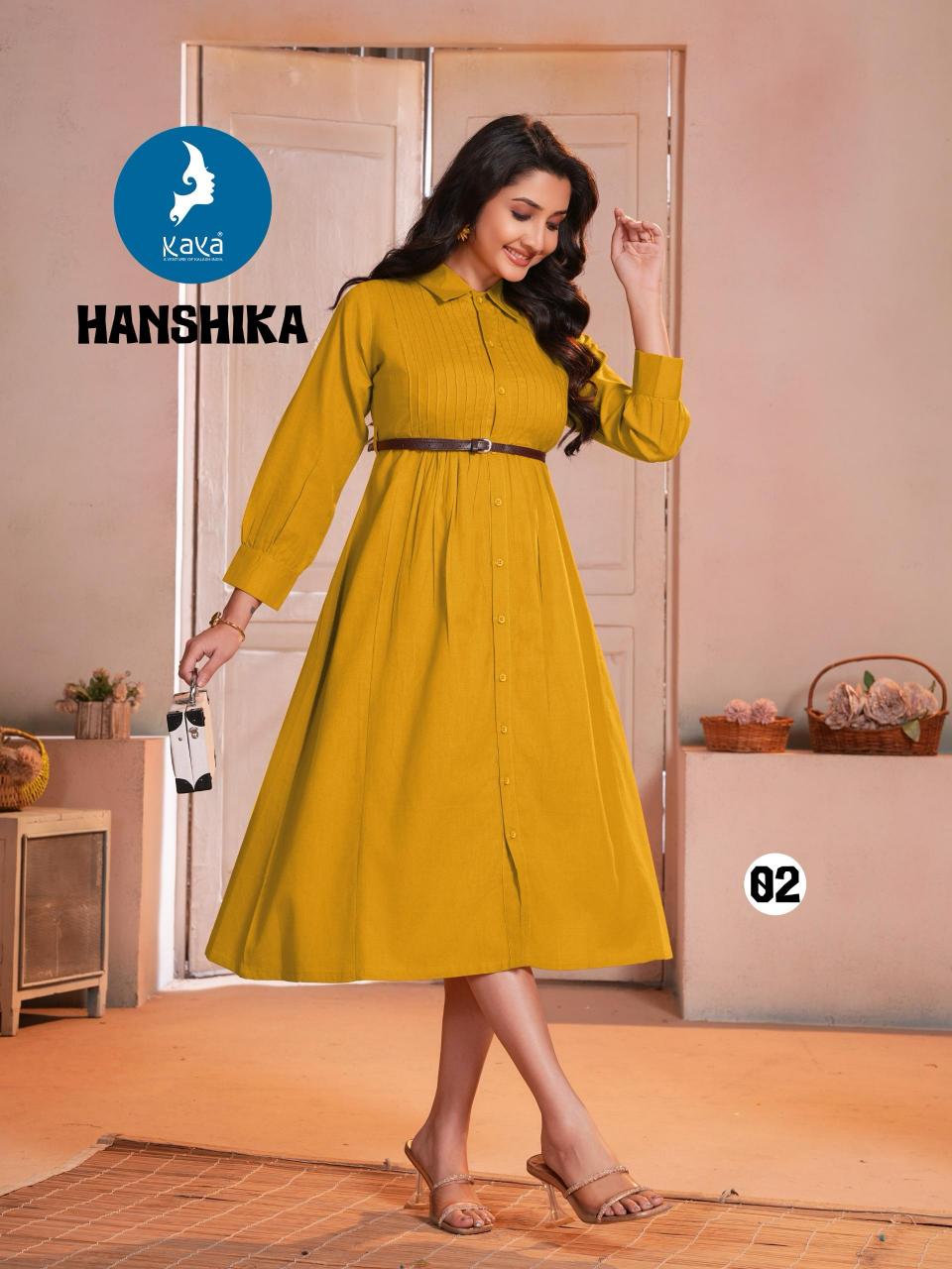 hanshika by kaya hit design full stitch plus size flex cotton long kurti online   