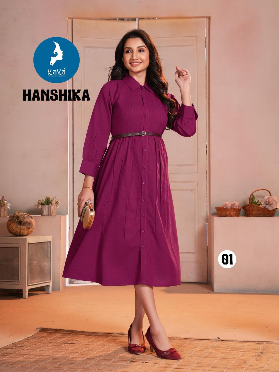 hanshika by kaya hit design full stitch plus size flex cotton long kurti online   