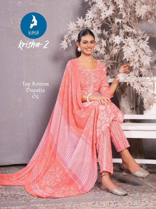 krisha vol 2 by kaya full stitch big size cotton print 3pcs dress