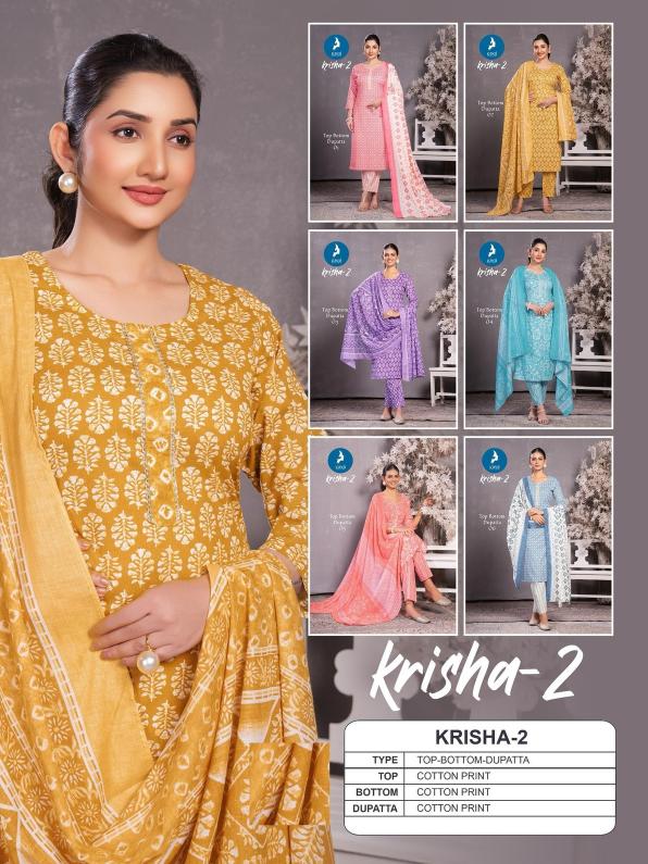 krisha vol 2 by kaya full stitch big size cotton print 3pcs dress