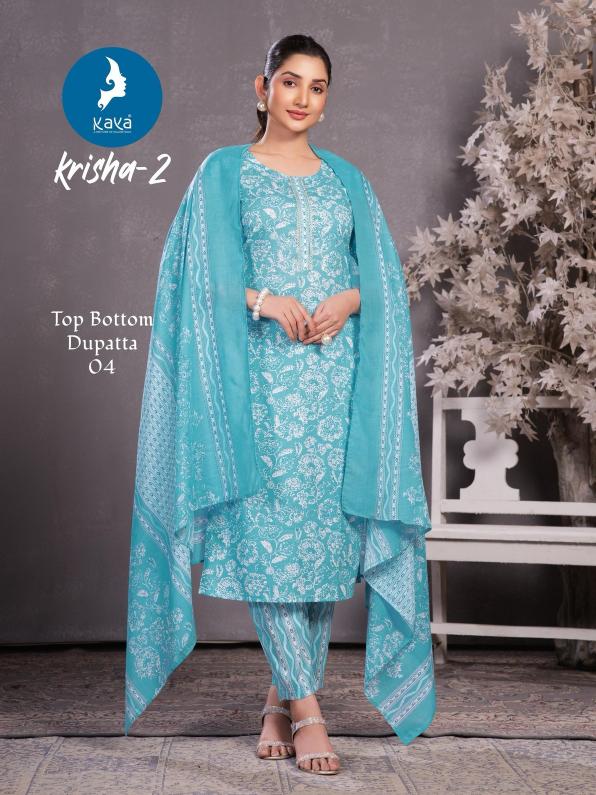 krisha vol 2 by kaya full stitch big size cotton print 3pcs dress