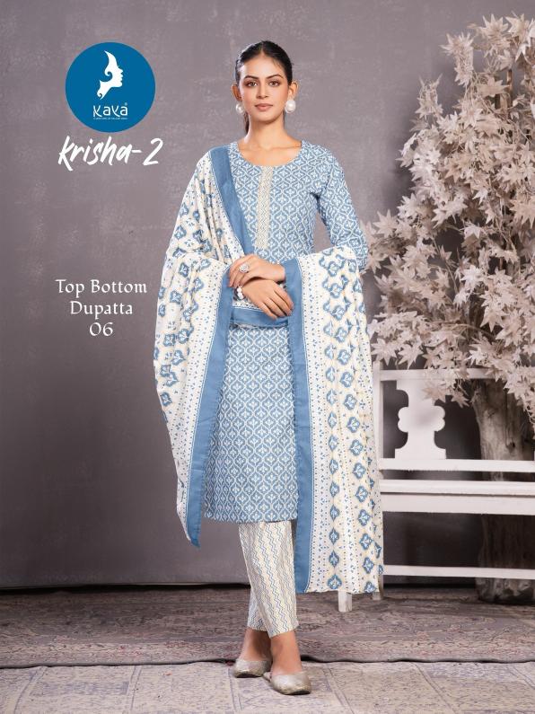 krisha vol 2 by kaya full stitch big size cotton print 3pcs dress