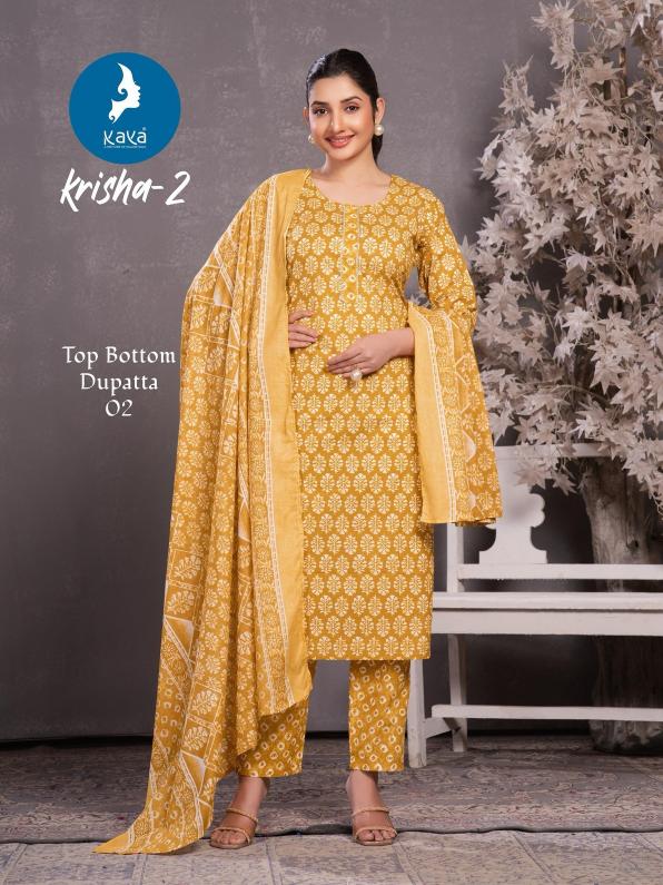 krisha vol 2 by kaya full stitch big size cotton print 3pcs dress