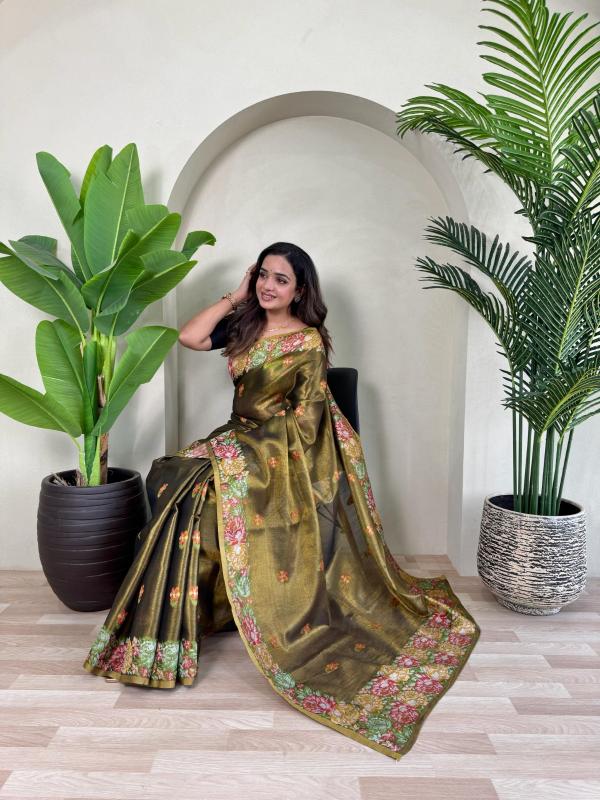 kc 3098 luxurious tissue silk weaving sarees for women 