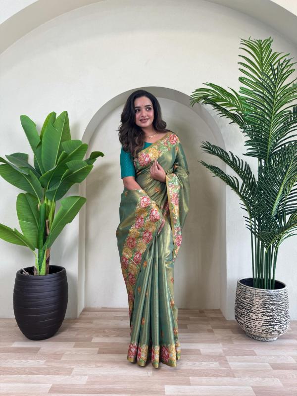 kc 3098 luxurious tissue silk weaving sarees for women 