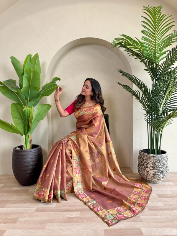 kc 3098 luxurious tissue silk weaving sarees for women 