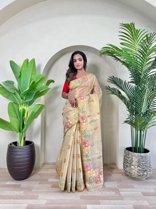 kc 3098 luxurious tissue silk weaving sarees for women 