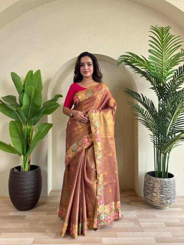 kc 3098 luxurious tissue silk weaving sarees for women 