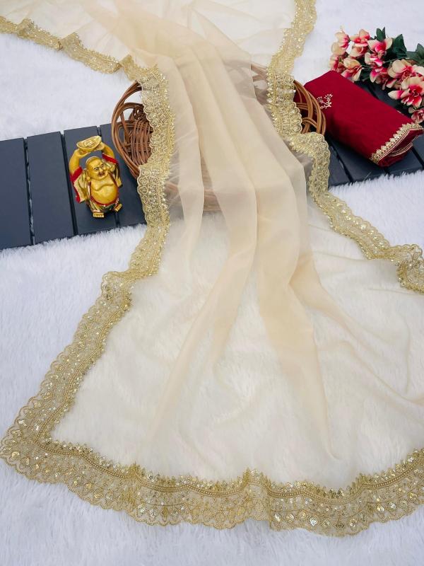 kc 886 nylon organza sequence work stylish saree for women
