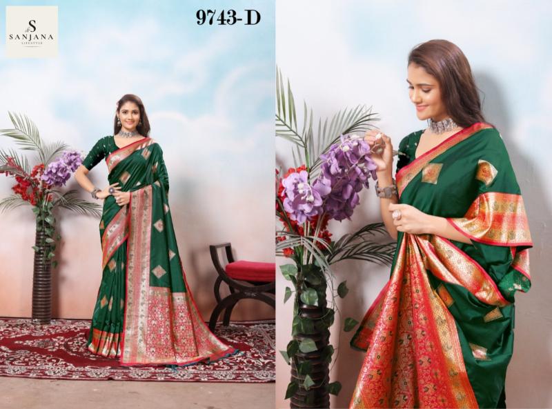 9743a-9743h by mansa silk unique colours saree supplier 