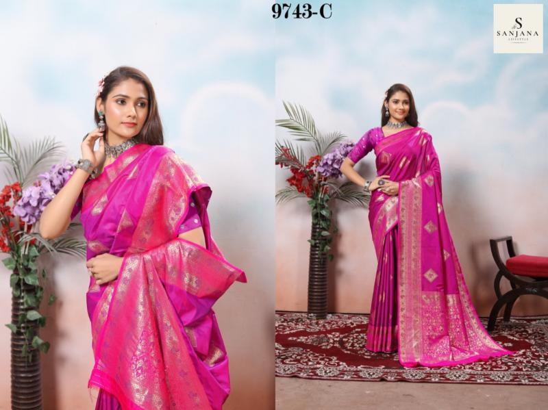 9743a-9743h by mansa silk unique colours saree supplier 