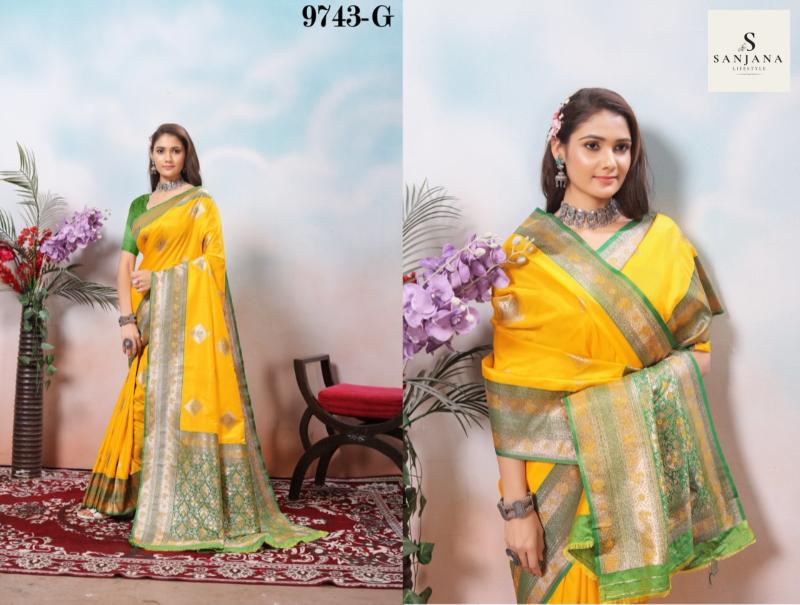 9743a-9743h by mansa silk unique colours saree supplier 