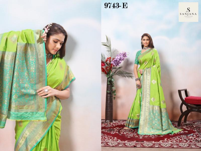 9743a-9743h by mansa silk unique colours saree supplier 