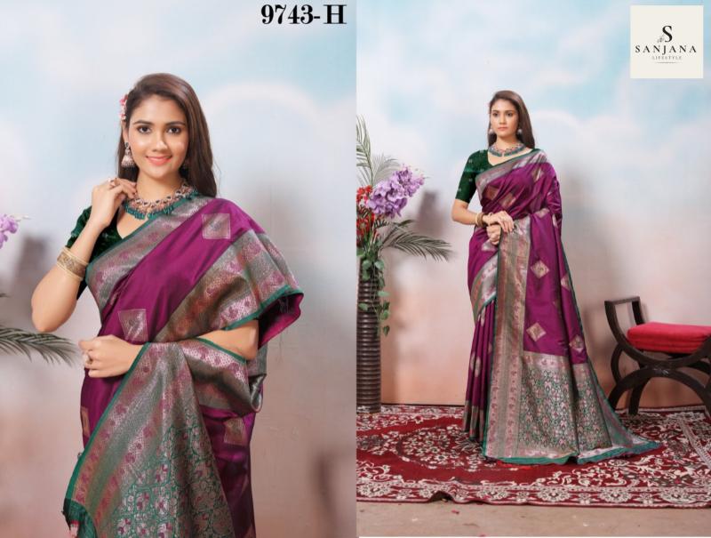 9743a-9743h by mansa silk unique colours saree supplier 
