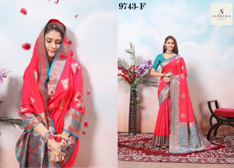 9743a-9743h by mansa silk unique colours saree supplier 