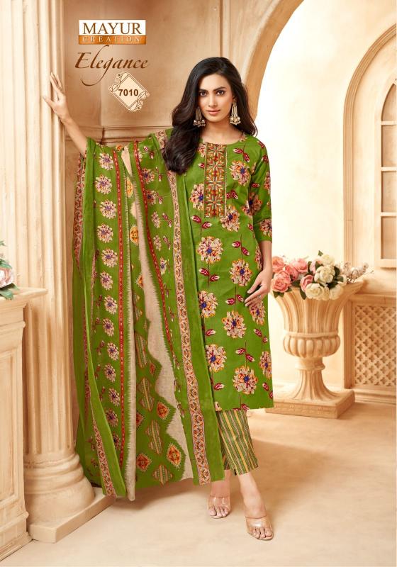 elegance vol 7 by mayur creation cotton print readymade big size churidar 3pcs suit