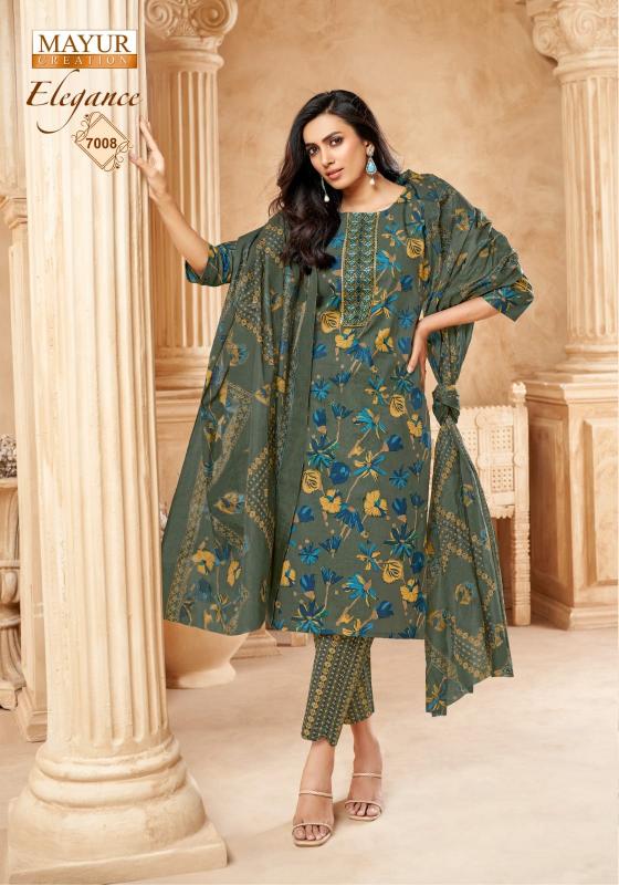 elegance vol 7 by mayur creation cotton print readymade big size churidar 3pcs suit
