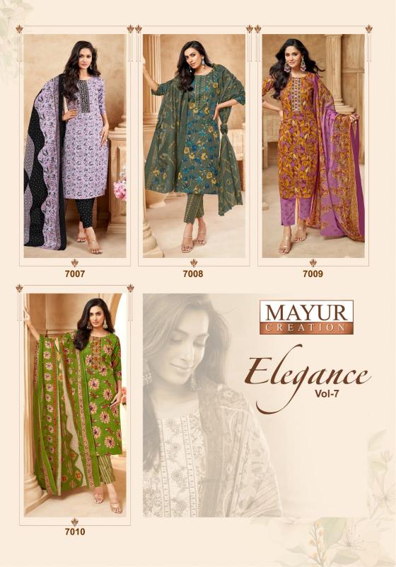 elegance vol 7 by mayur creation cotton print readymade big size churidar 3pcs suit