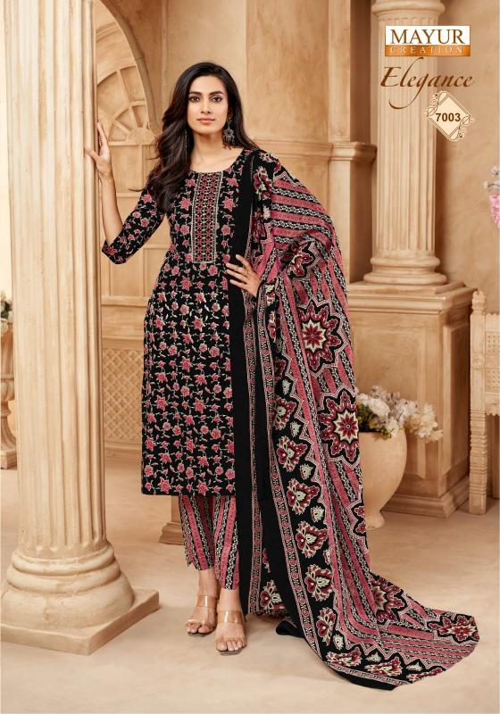 elegance vol 7 by mayur creation cotton print readymade big size churidar 3pcs suit