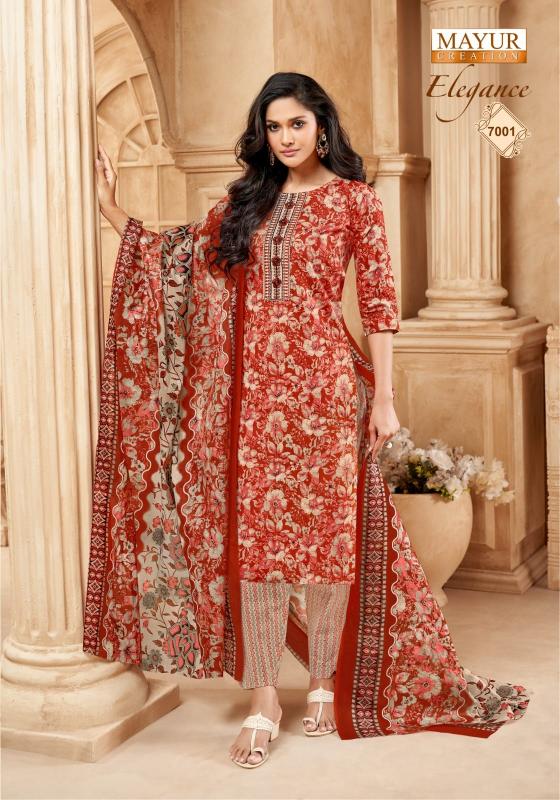 elegance vol 7 by mayur creation cotton print readymade big size churidar 3pcs suit