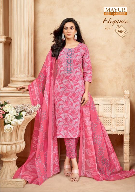 elegance vol 7 by mayur creation cotton print readymade big size churidar 3pcs suit