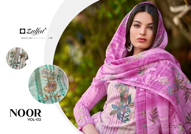 zulfat noor vol 2 cotton gorgeous look full stitch plus size 3pcs dress
