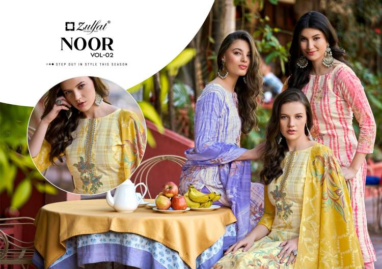 zulfat noor vol 2 cotton gorgeous look full stitch plus size 3pcs dress