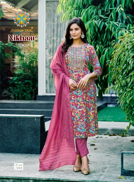 nikhaar vol 1 by passion tree rayon pretty look full stitch plus size dress