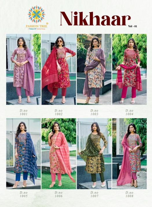 nikhaar vol 1 by passion tree rayon pretty look full stitch plus size dress