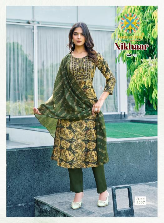 nikhaar vol 1 by passion tree rayon pretty look full stitch plus size dress
