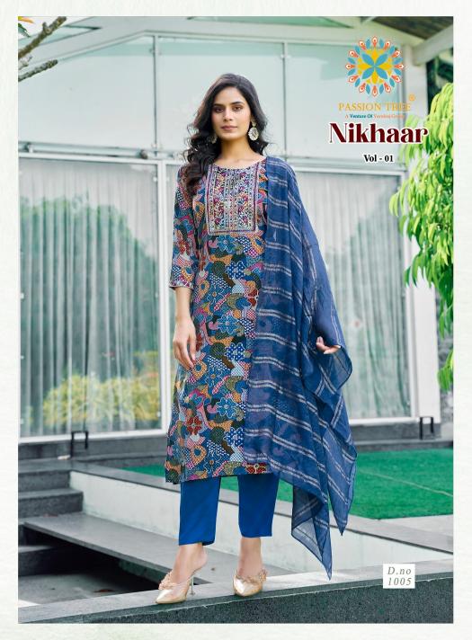 nikhaar vol 1 by passion tree rayon pretty look full stitch plus size dress