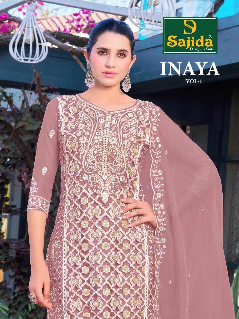 inaya vol 1 by sajida designer readymade big size organza pakistani suits 