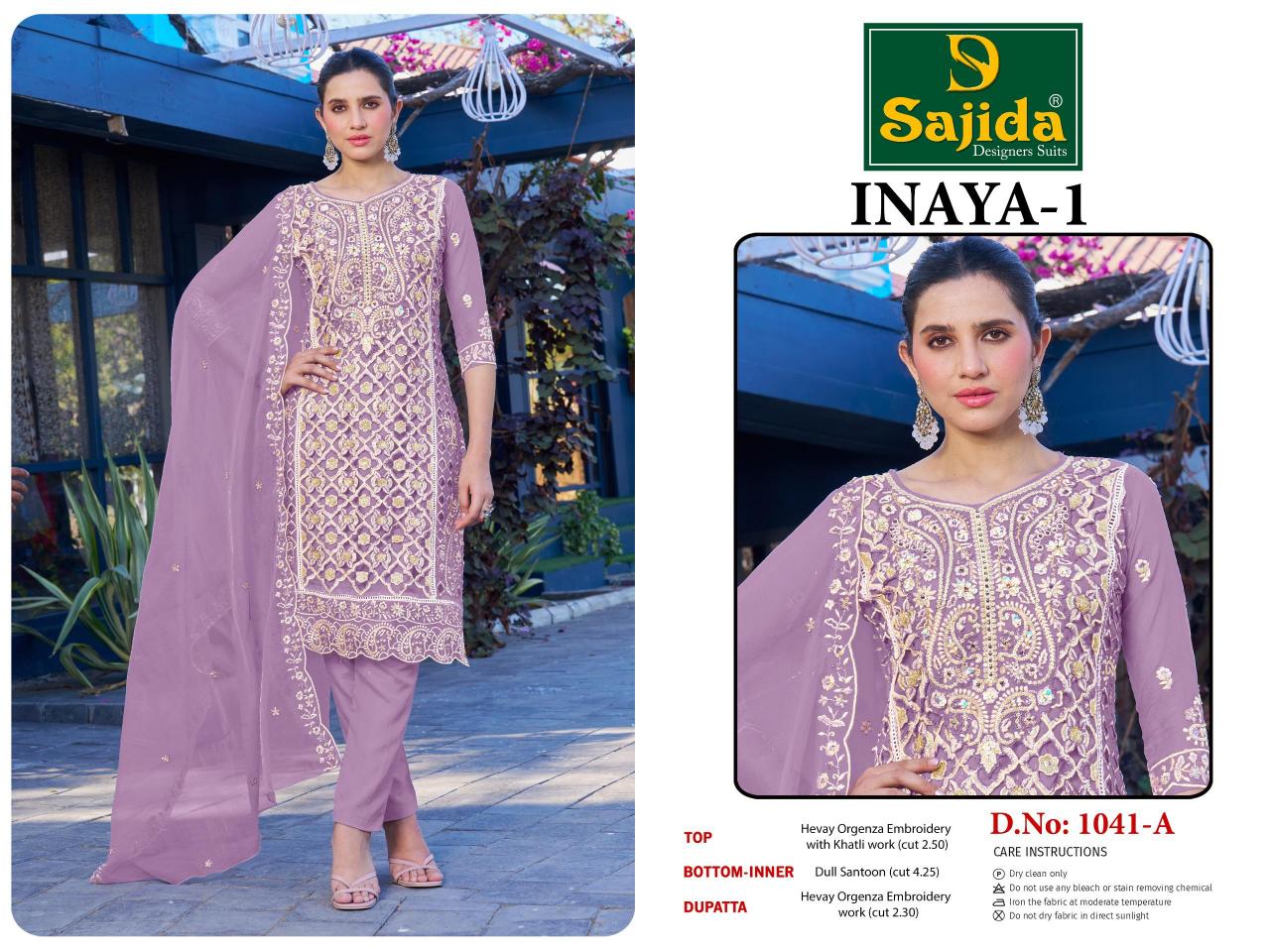 inaya vol 1 by sajida designer readymade big size organza pakistani suits 
