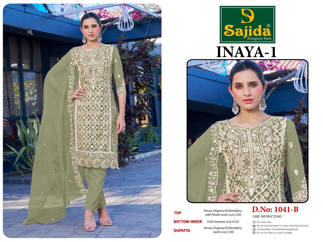 inaya vol 1 by sajida designer readymade big size organza pakistani suits 