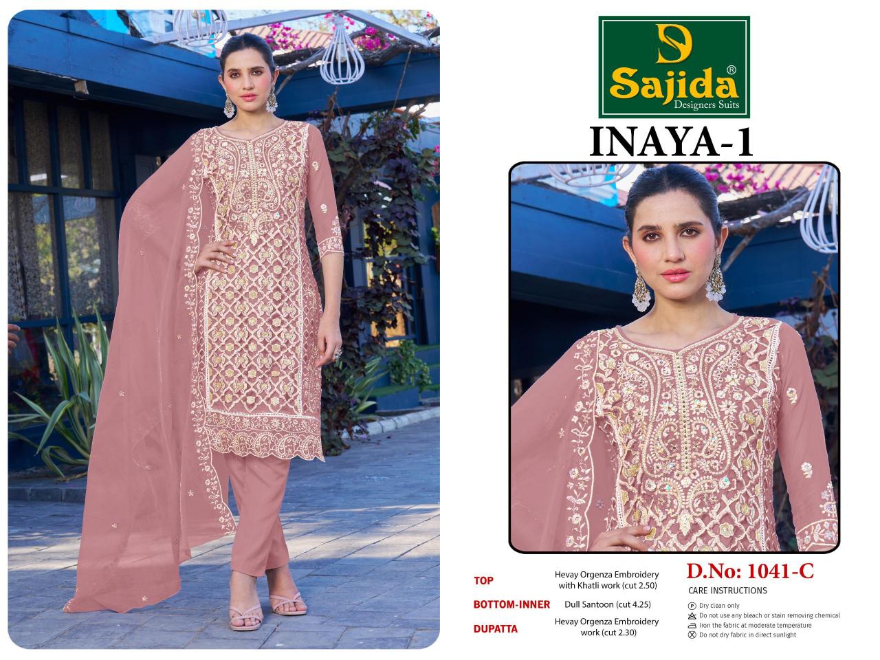 inaya vol 1 by sajida designer readymade big size organza pakistani suits 