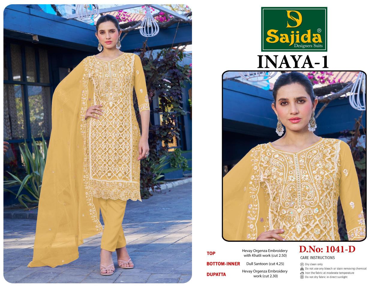 inaya vol 1 by sajida designer readymade big size organza pakistani suits 
