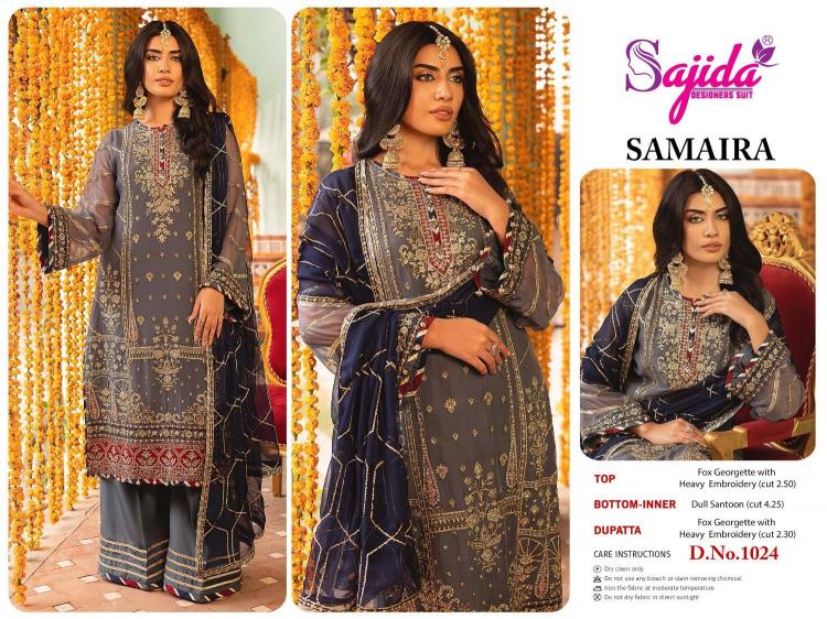 sajida designer samaira vol 1 georgette unstitch salwar suits online 