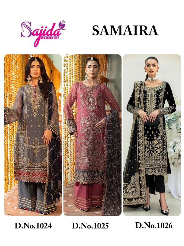 sajida designer samaira vol 1 georgette unstitch salwar suits online 