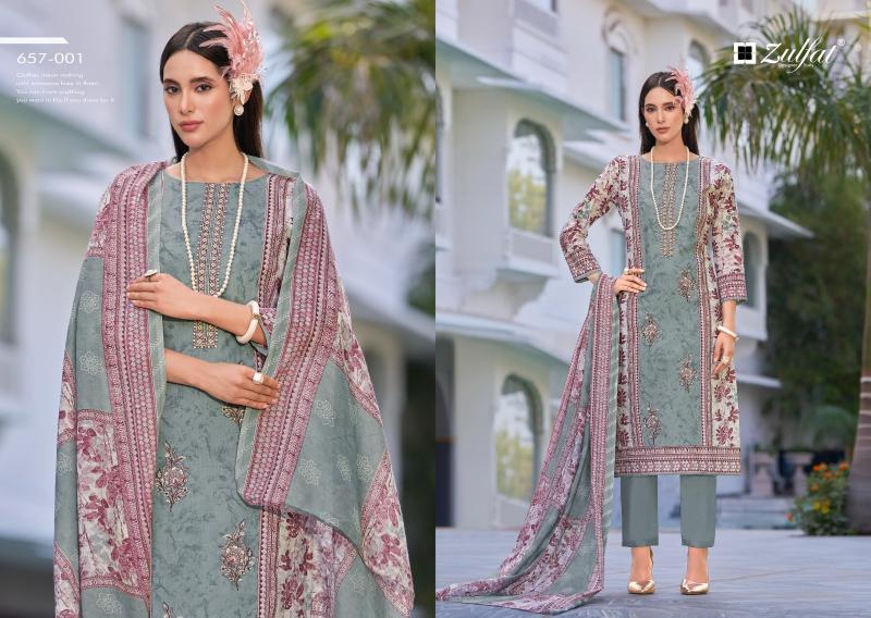 zulfat designer venisha cotton hit design full stitch big size 3pcs dress
