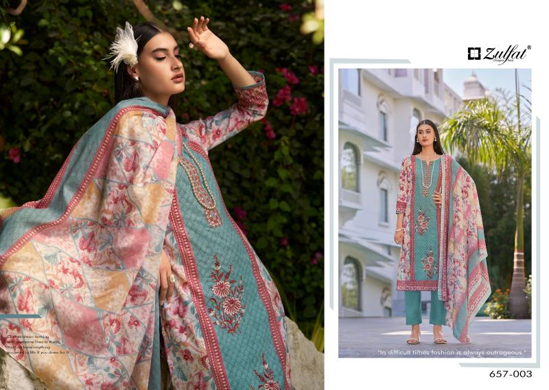 zulfat designer venisha cotton hit design full stitch big size 3pcs dress