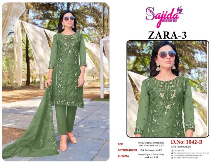 sajida designer zara vol 3 organza modern pakistani full stitch plus size dress
