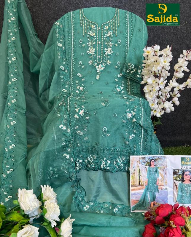 sajida designer zara vol 3 organza modern pakistani full stitch plus size dress