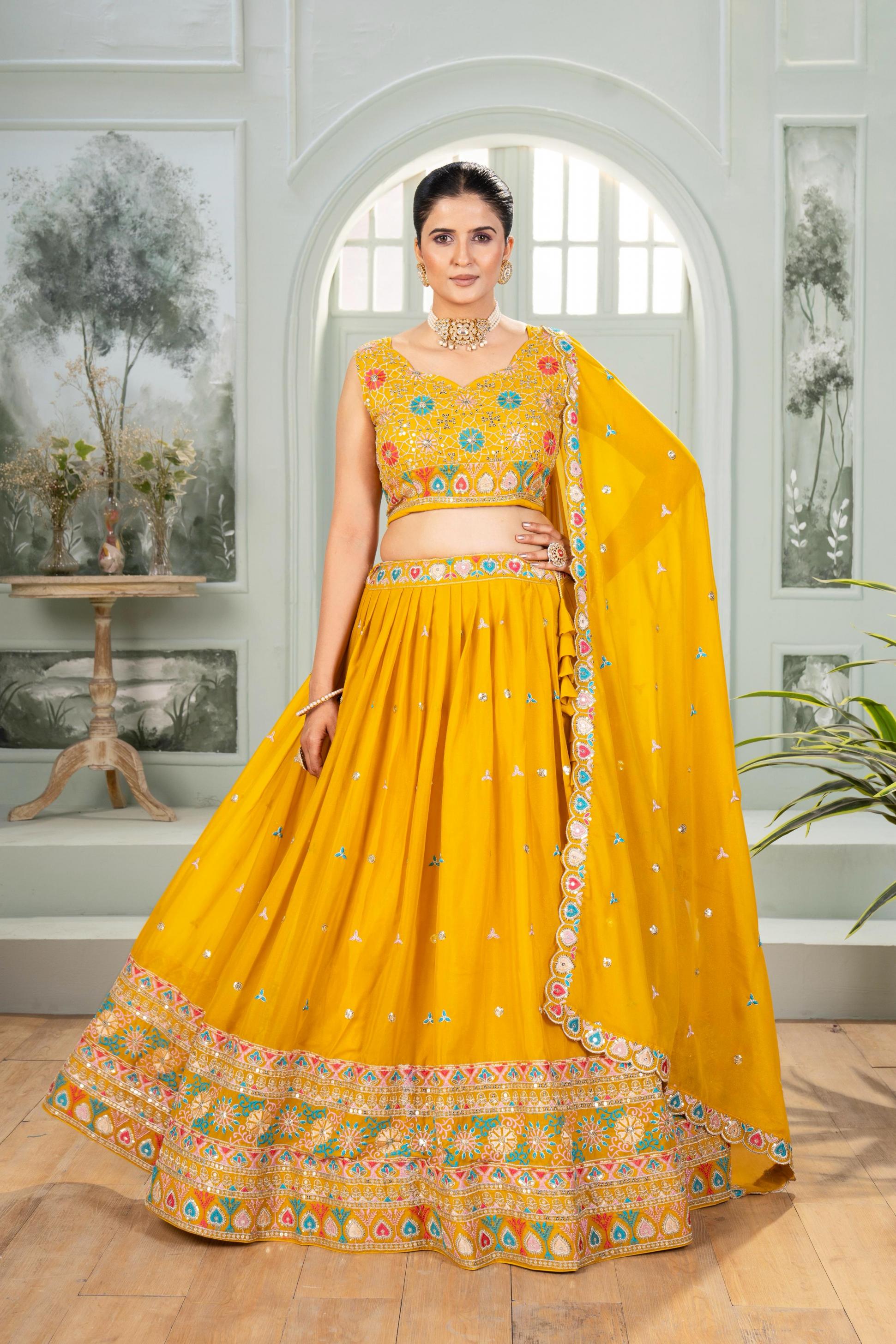 5111 STAR GEORGETTE EXCLUSIVE DESIGN LEHENGA CHOLI WITH DUPATTA  