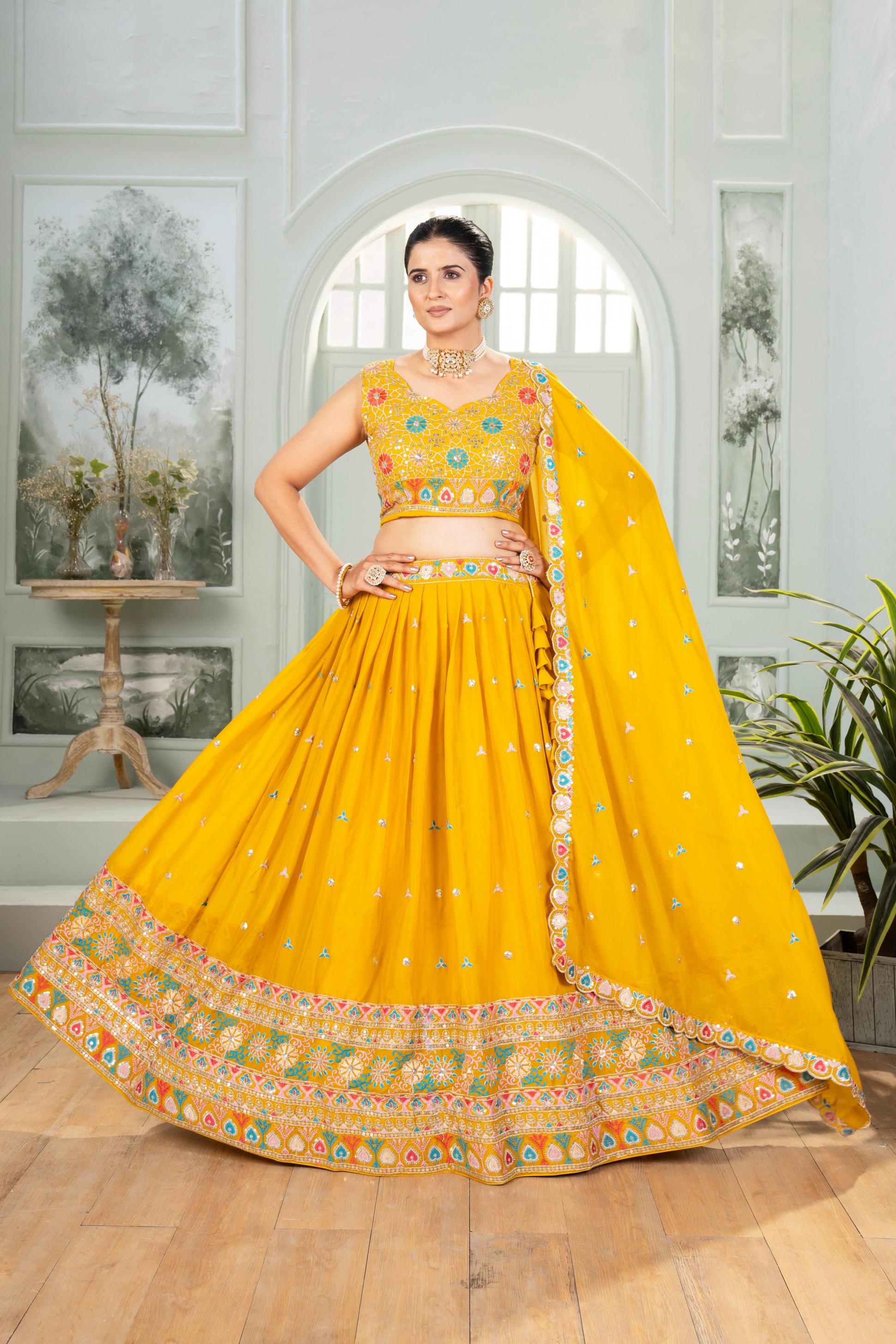 5111 STAR GEORGETTE EXCLUSIVE DESIGN LEHENGA CHOLI WITH DUPATTA  