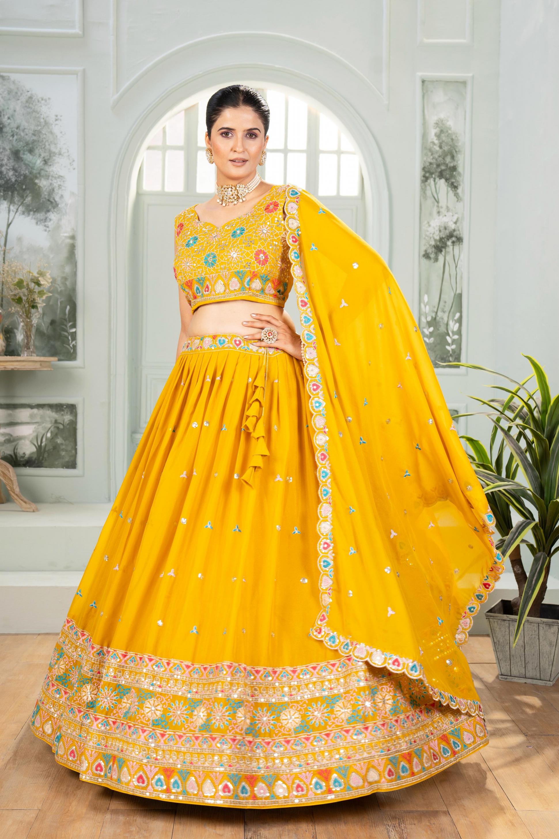 5111 STAR GEORGETTE EXCLUSIVE DESIGN LEHENGA CHOLI WITH DUPATTA  