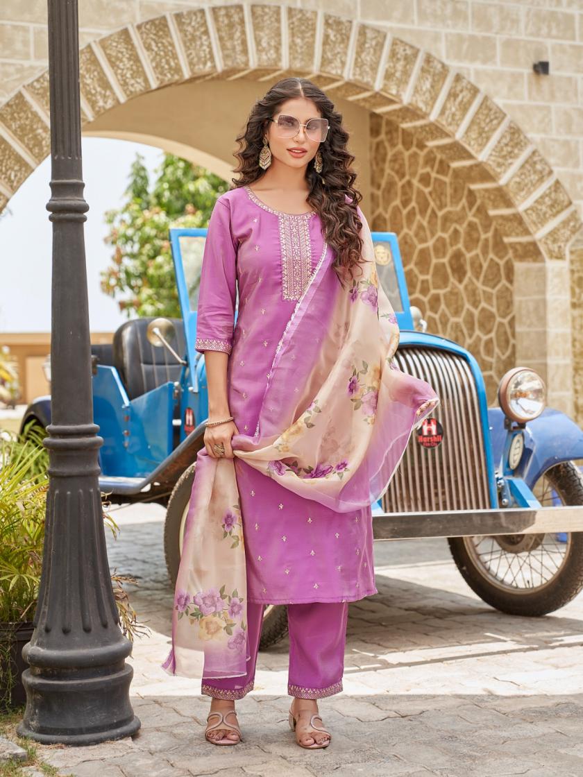 scorpio by aanchi designer roman shimmer fully stitch suit for ladies 